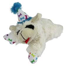 LAMB CHOP BLUE BIRTHDAY HAT DOG TOY 10.5"